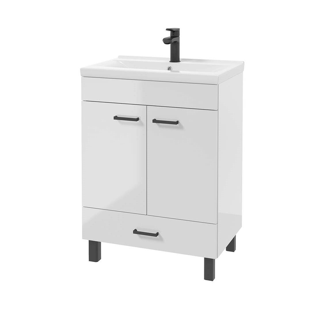 Szafka łazienkowa z umywalką Nas Novelty 60 cm biały połysk 207-D-06002-1052