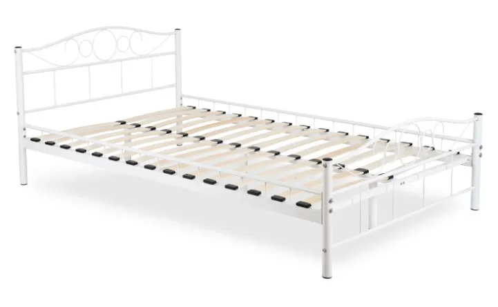 Białe metalowe łóżko z zagłówkiem 120x200 A7-B26