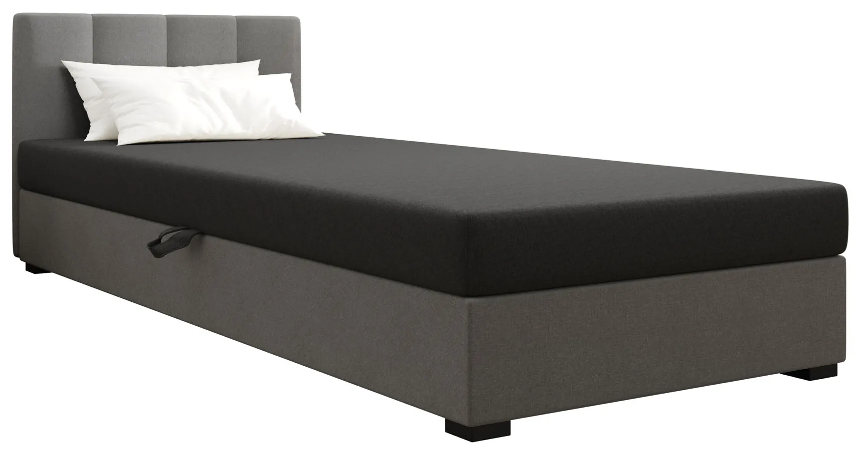 Tapczan z zagłówkiem i pojemnikiem 90x195 cm jasny szary + ciemny szary A7-H96