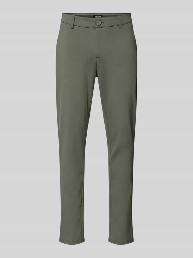 Spodnie materiałowe o kroju tapered fit z kieszeniami z tyłu model ‘MARK’