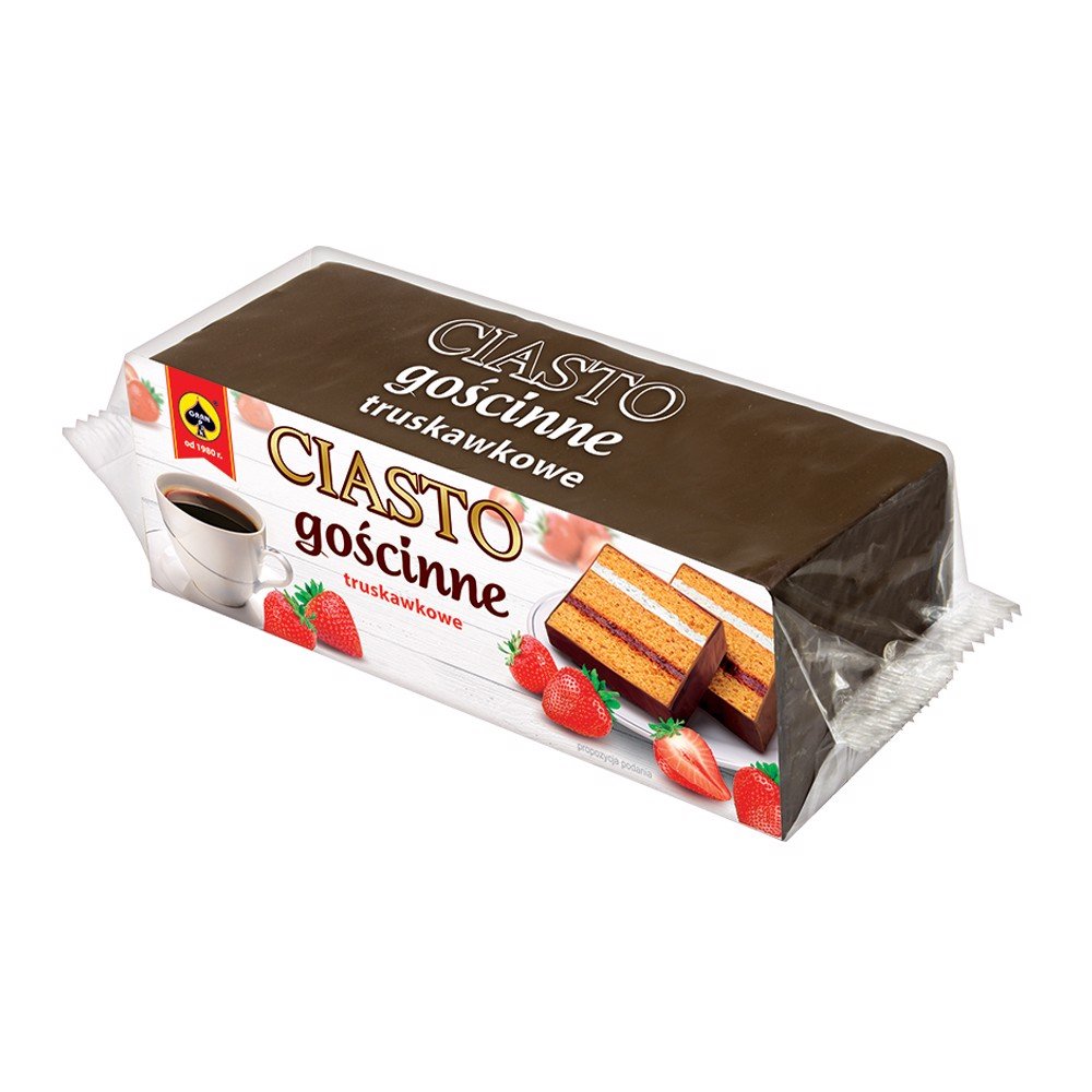 Granpik Ciasto Gościnne z kremem i nadzieniem truskawkowym 300 g