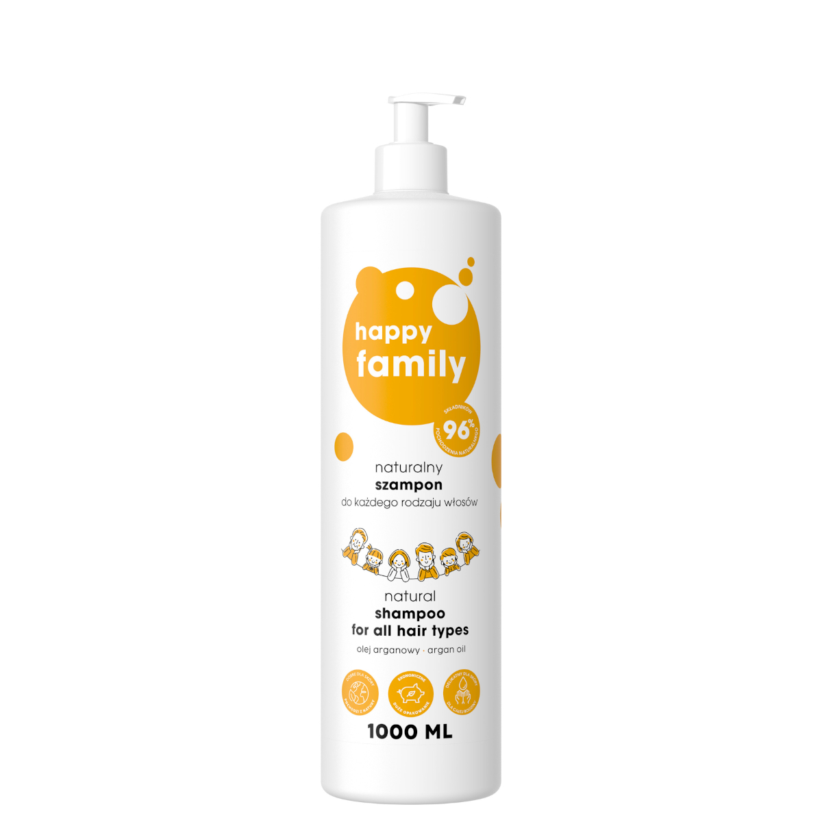 Happy Family Naturalny Szampon do każdego rodzaju włosów 1000 ml