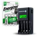 ZESTAW Ładowarka akumulatorków Ni-MH everActive NC-450 Black Edition + 4x Akumulatorki R6 ENERGIZER POWER PLUS 2000 HR6