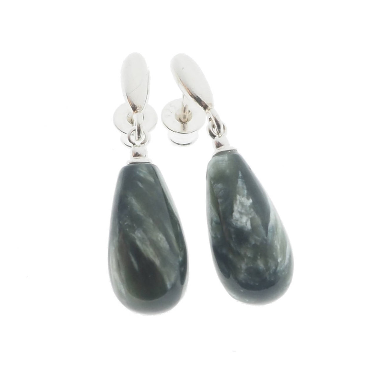 Skorulski Jewellery, Kolczyki, Serafinit kropla w srebrze