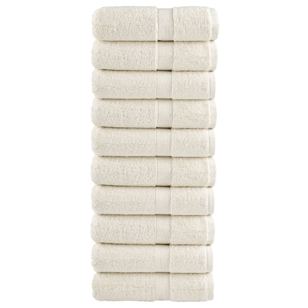 vidaXL Ręczniczki premium SOLUND 10 szt., kremowe, 30x30 cm, 600 g/cm²