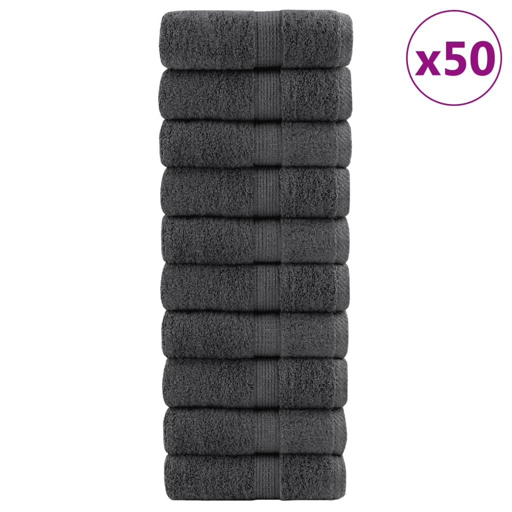 vidaXL Ręczniki dla gości, premium 50 szt., antracyt, 30x50 cm bawełna