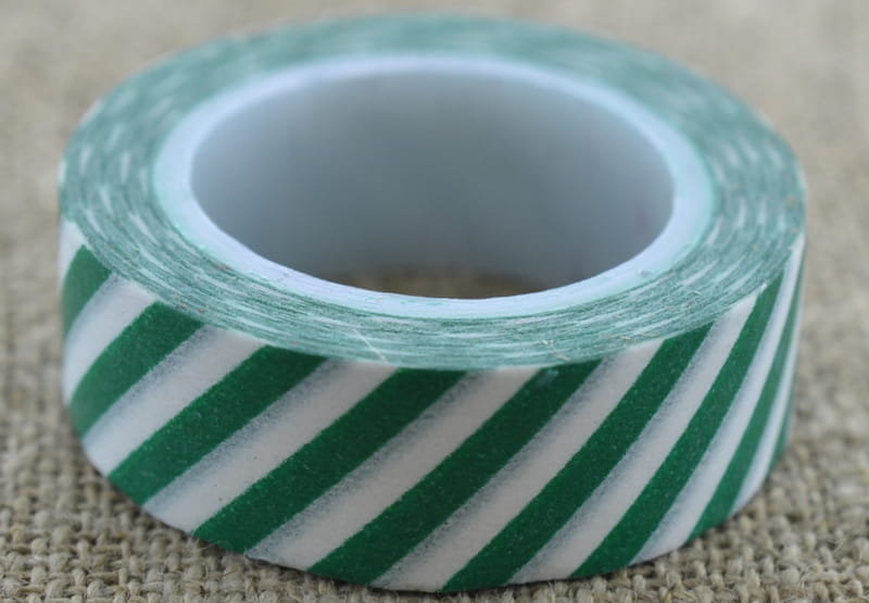 [606013] Taśma washi tape zielono- biała 10m