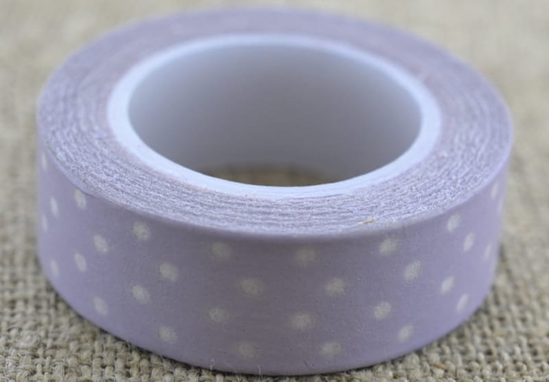 [60608] Taśma washi tape lawendowa w kropki 10m