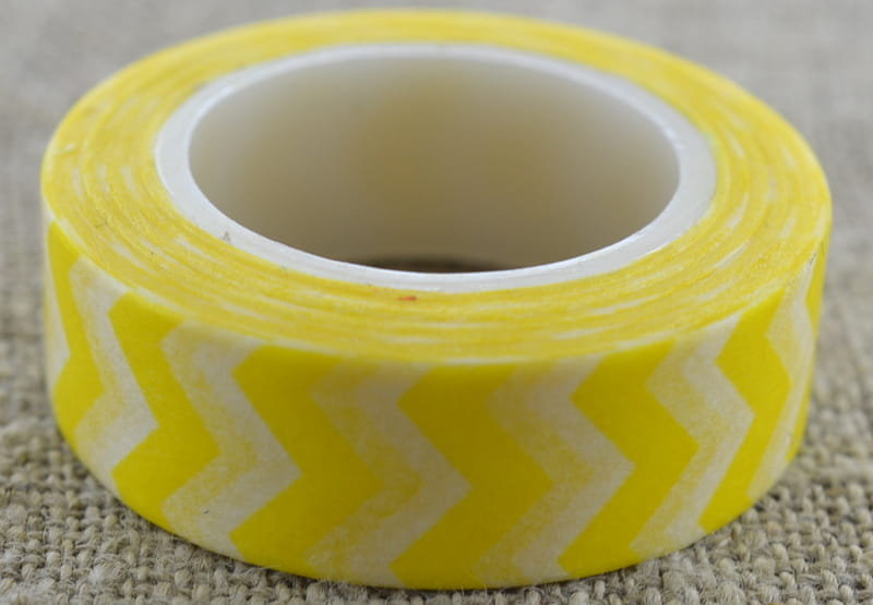 [606012] Taśma washi tape żółto- biała 10m