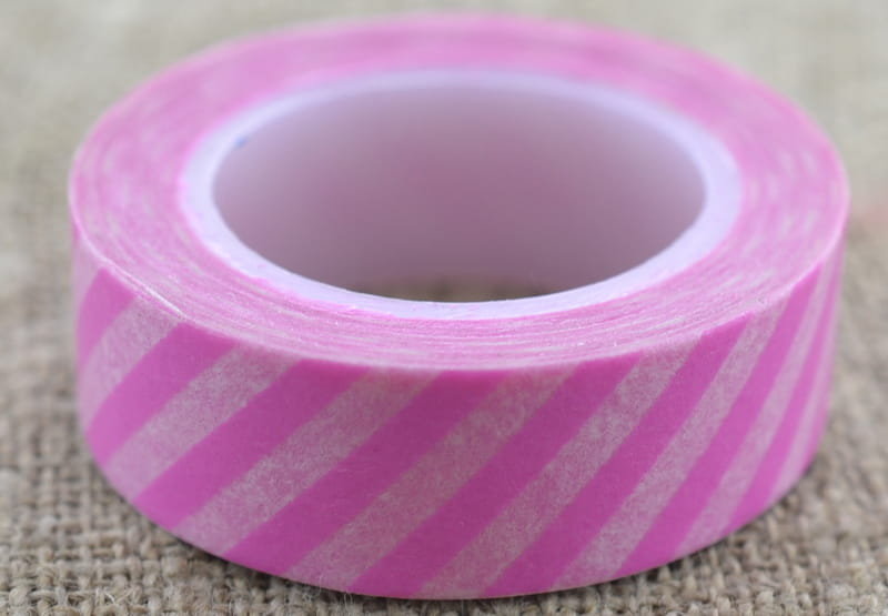 [606022] Taśma washi tape różowo- biała 10m