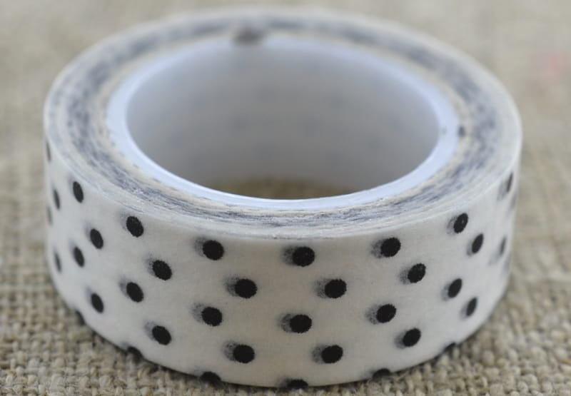 [606010] Taśma washi tape biała w kropki 10m