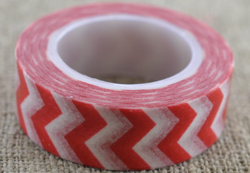 [606015] Taśma washi tape czerwono- biała 10m