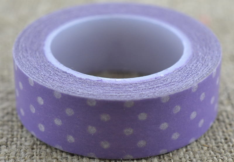 [60607] Taśma washi tape fioletowa w kropki 10m