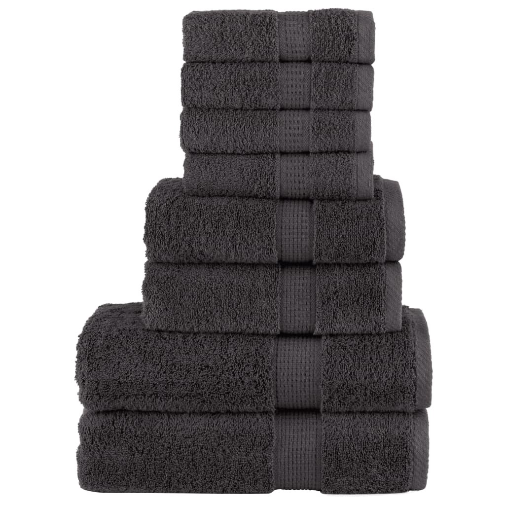 vidaXL 8-cz. zestaw ręczników premium, antracytowy, 600 g/m2, bawełna