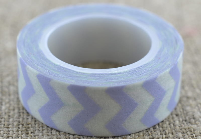 [606017] Taśma washi tape lawendowo- biała 10m