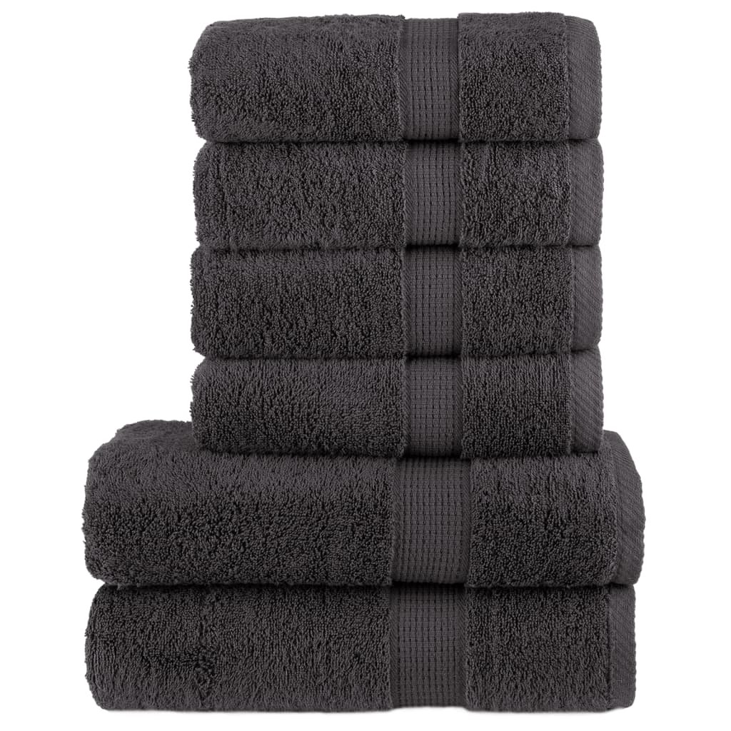vidaXL 6-cz. zestaw ręczników premium, antracytowy, 600 g/m2, bawełna