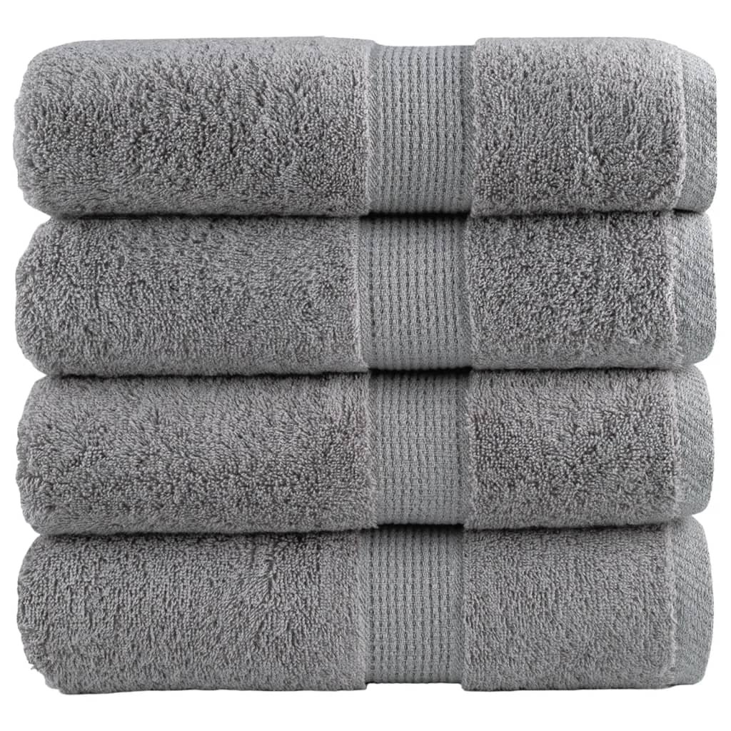 vidaXL Ręczniczki premium SOLUND, 4 szt., szare, 30x30 cm, 600 g/cm²