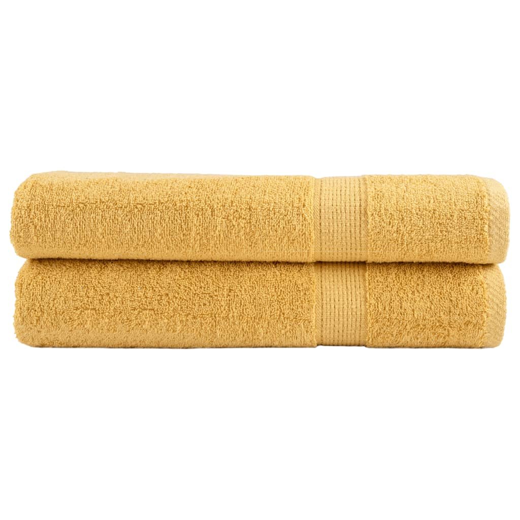 vidaXL Ręczniki premium, 2 szt., złote, 100x200 cm, bawełna 100%