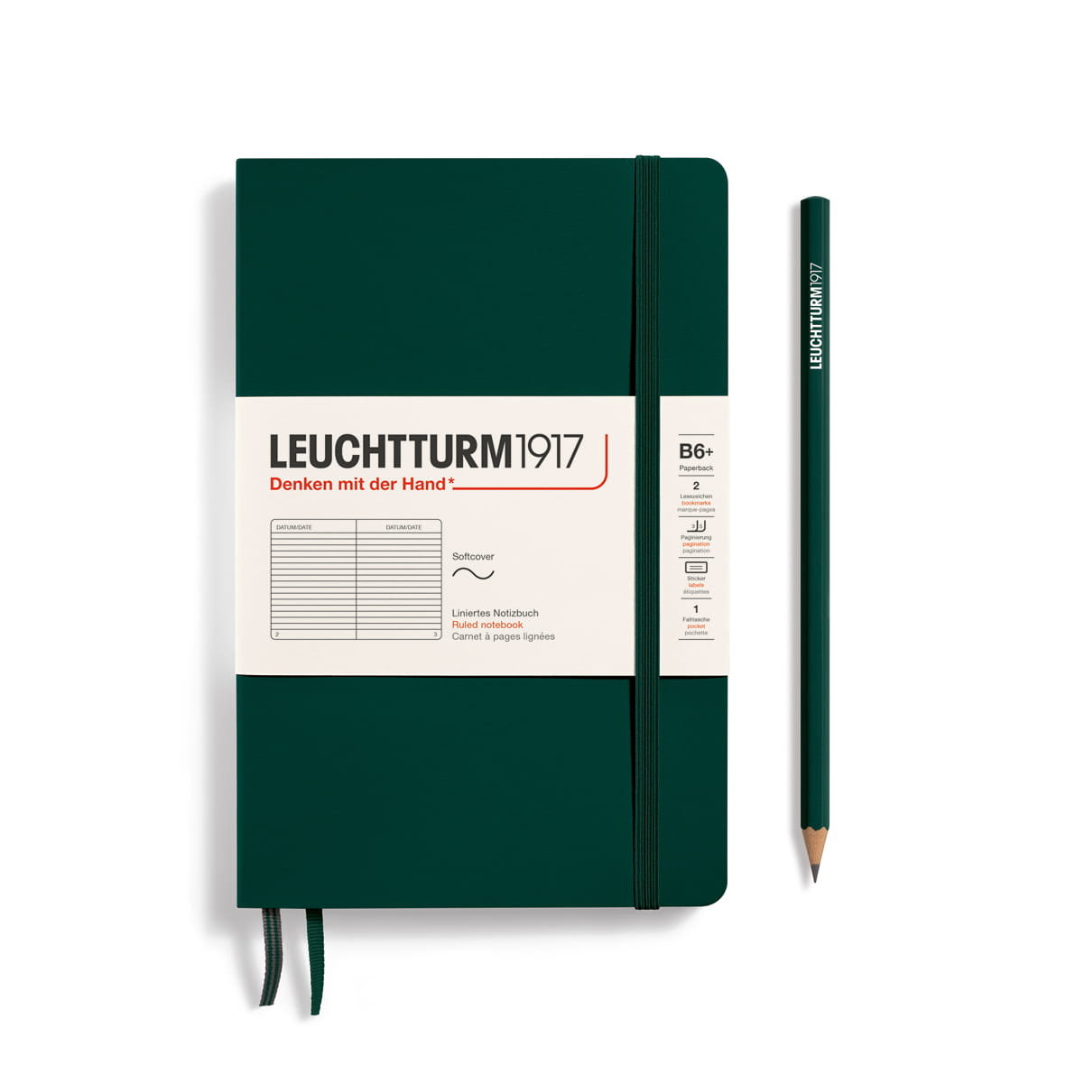 Notatnik Leuchtturm1917 Paperback B6+, Linie, Forest Green