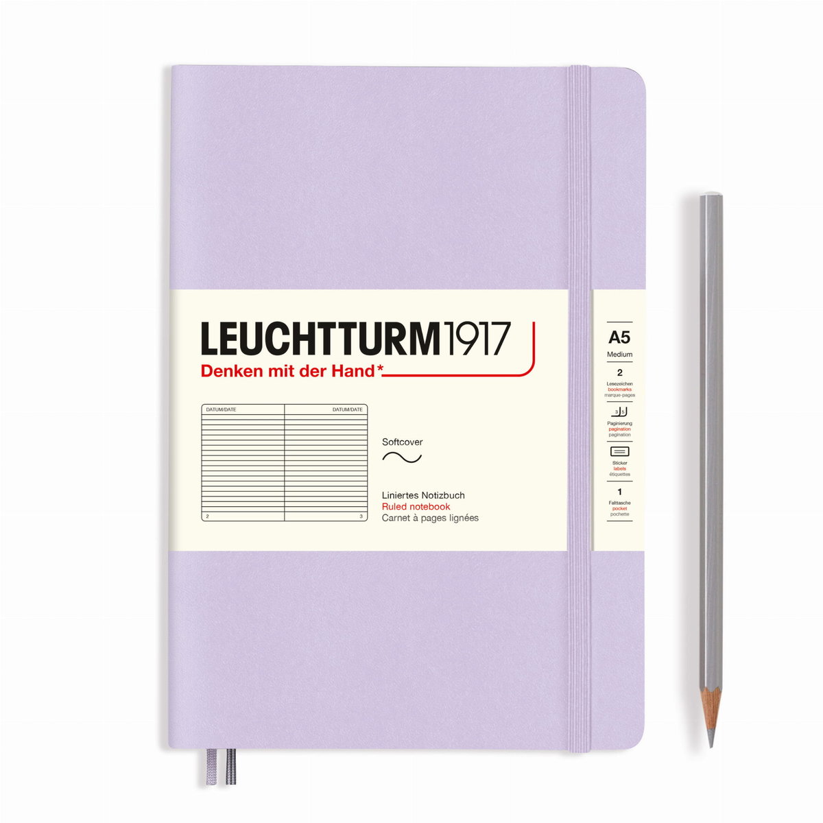 Notatnik Leuchtturm1917 Medium A5, miękka oprawa, linie, lilac