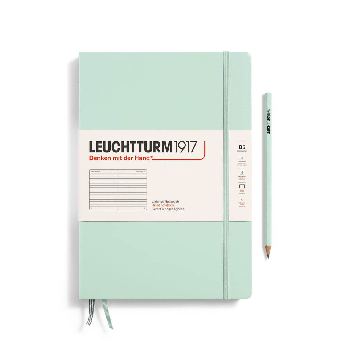Notatnik Leuchtturm1917 Composition B5, Twarda Oprawa, Linie, Mint Green
