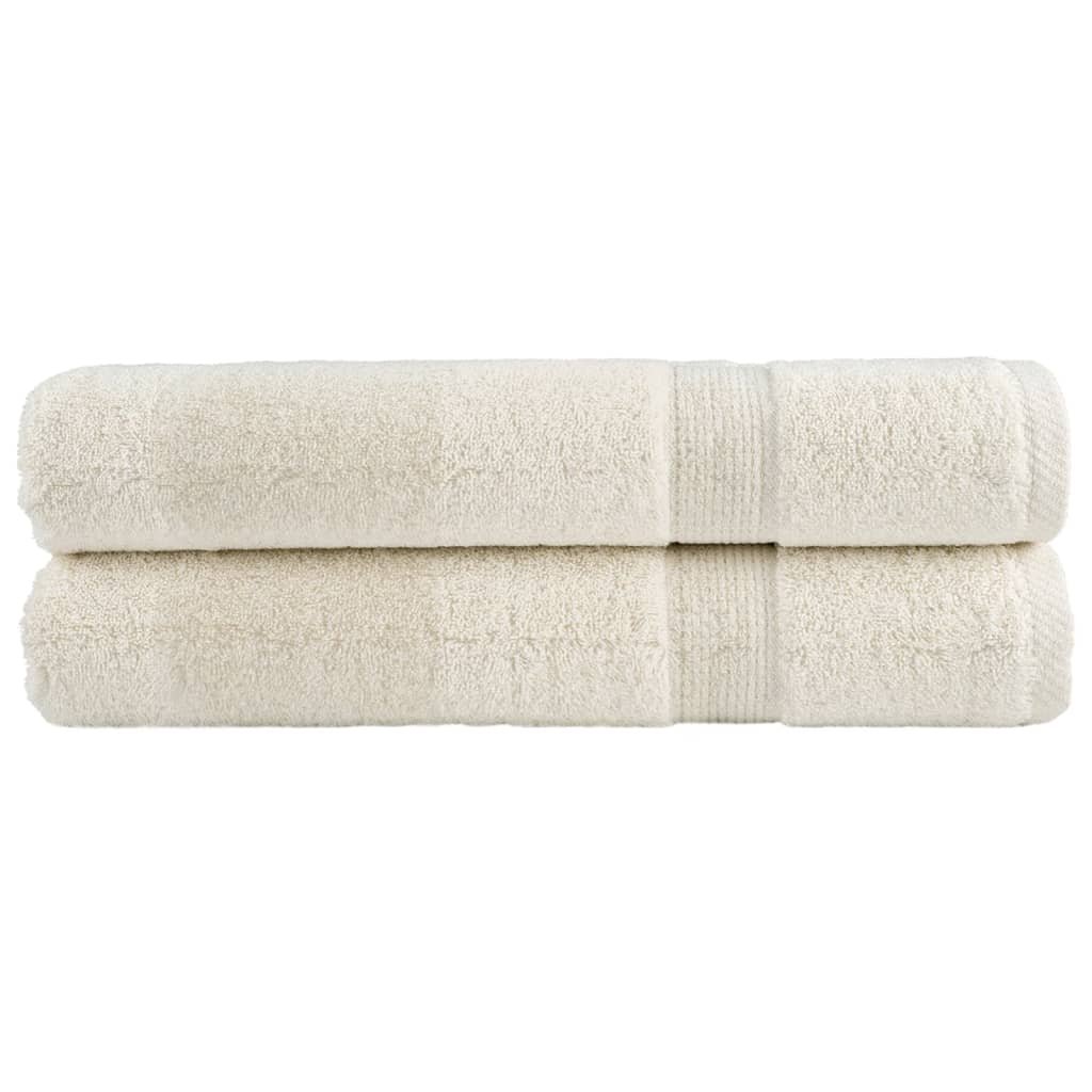 vidaXL Ręczniki premium SOLUND, 2 szt., kremowe, 100x200 cm, 600 g/cm²