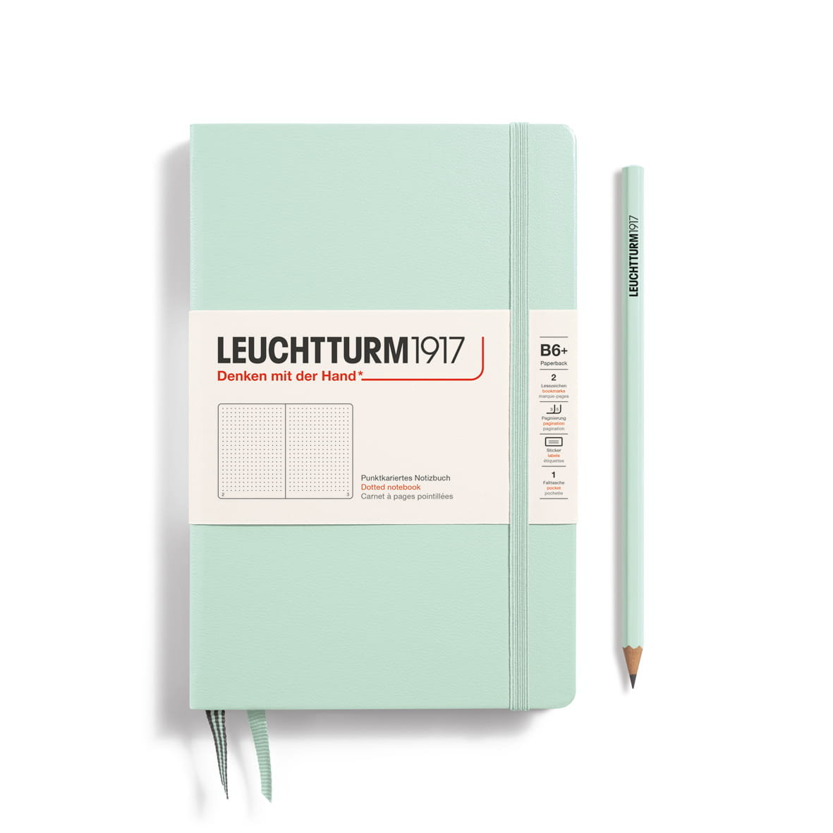 Notatnik Leuchtturm1917 Paperback B6+, Twarda Oprawa, Kropki, Mint Green