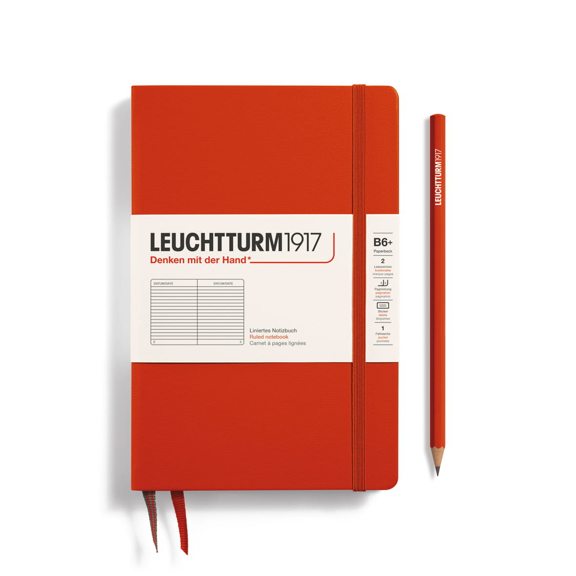 Notatnik Leuchtturm1917 Paperback B6+, Twarda Oprawa, Linie, Fox Red