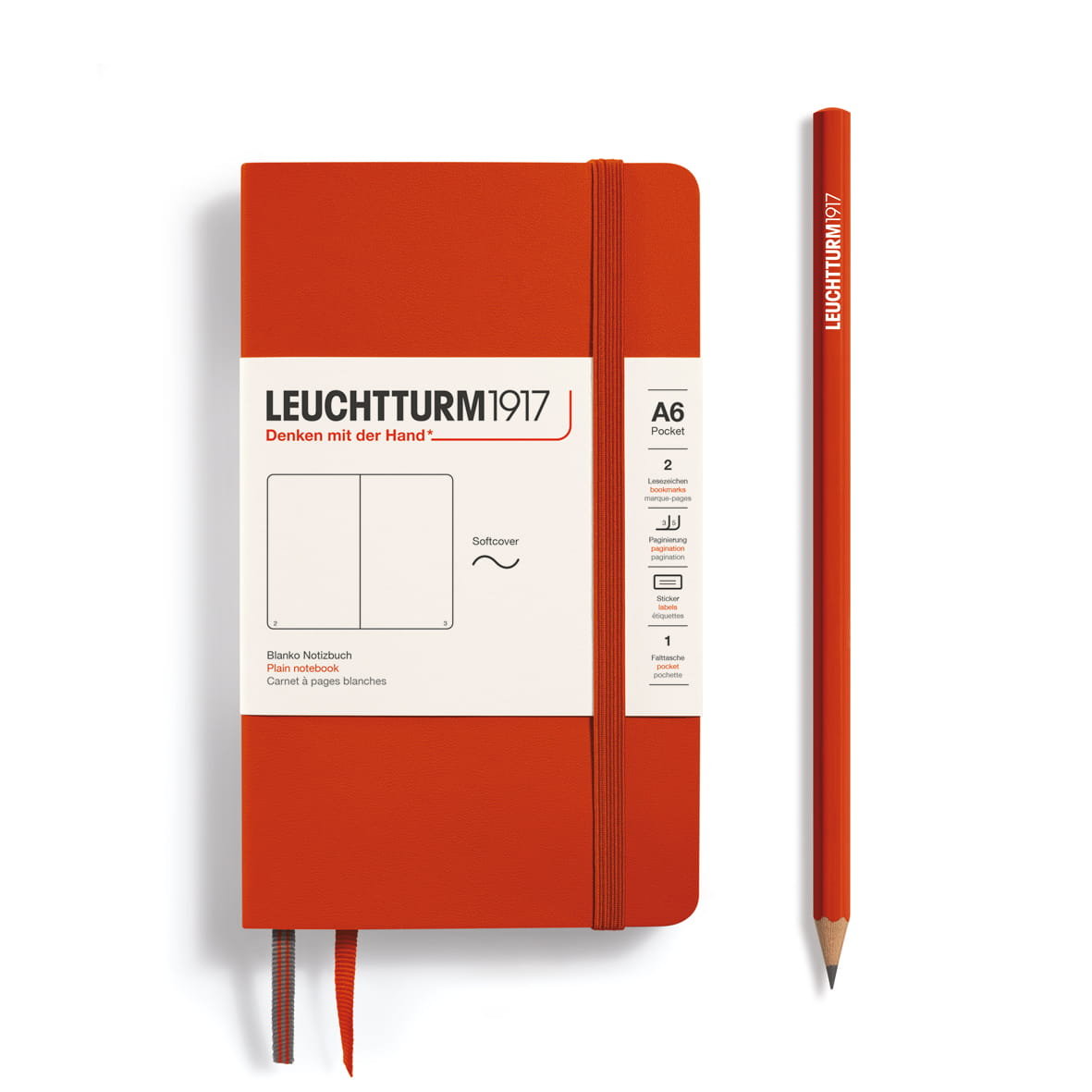 Notatnik Leuchtturm1917 Pocket A6, miękka oprawa, gładki, Fox Red