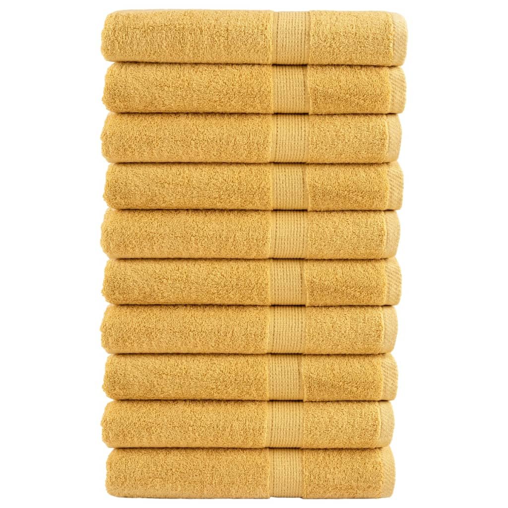 vidaXL Ręczniki premium, 10 szt., złote, 100x200 cm, bawełna 100%