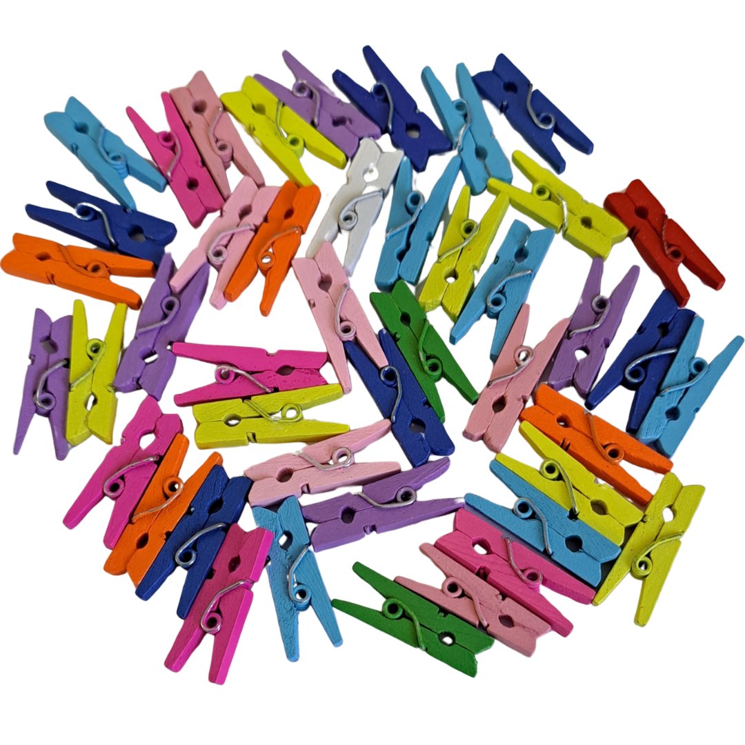 [17114] Klamerki drewniane 2,5cm kolorowe 45szt