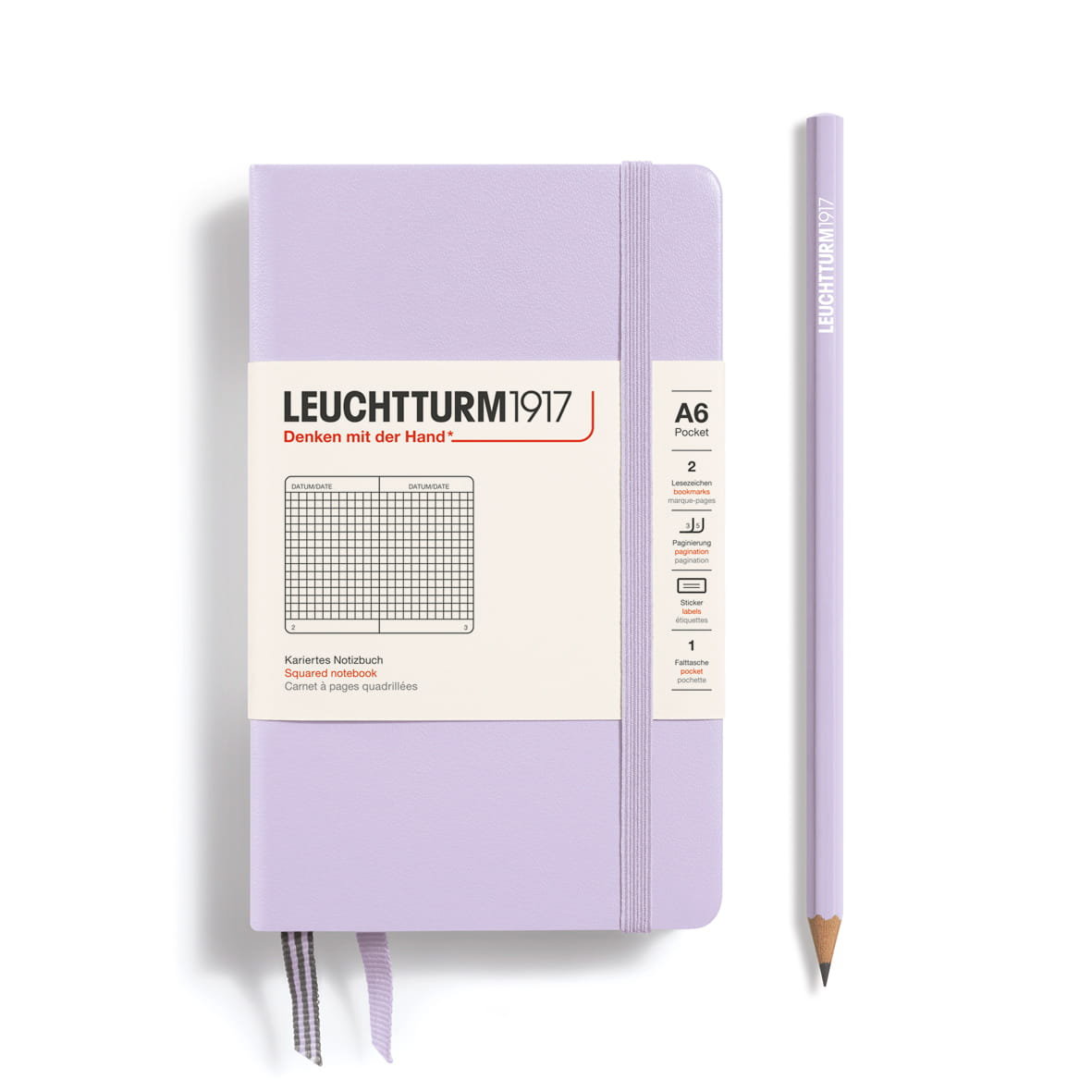 Notatnik Leuchtturm1917 Pocket A6, twarda oprawa, kratka, Lilac