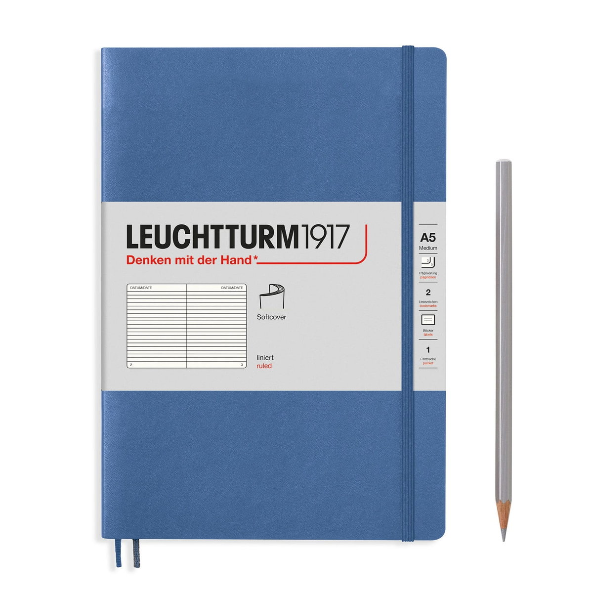 Notatnik Leuchtturm1917 Medium A5, miękka oprawa, linie, denim