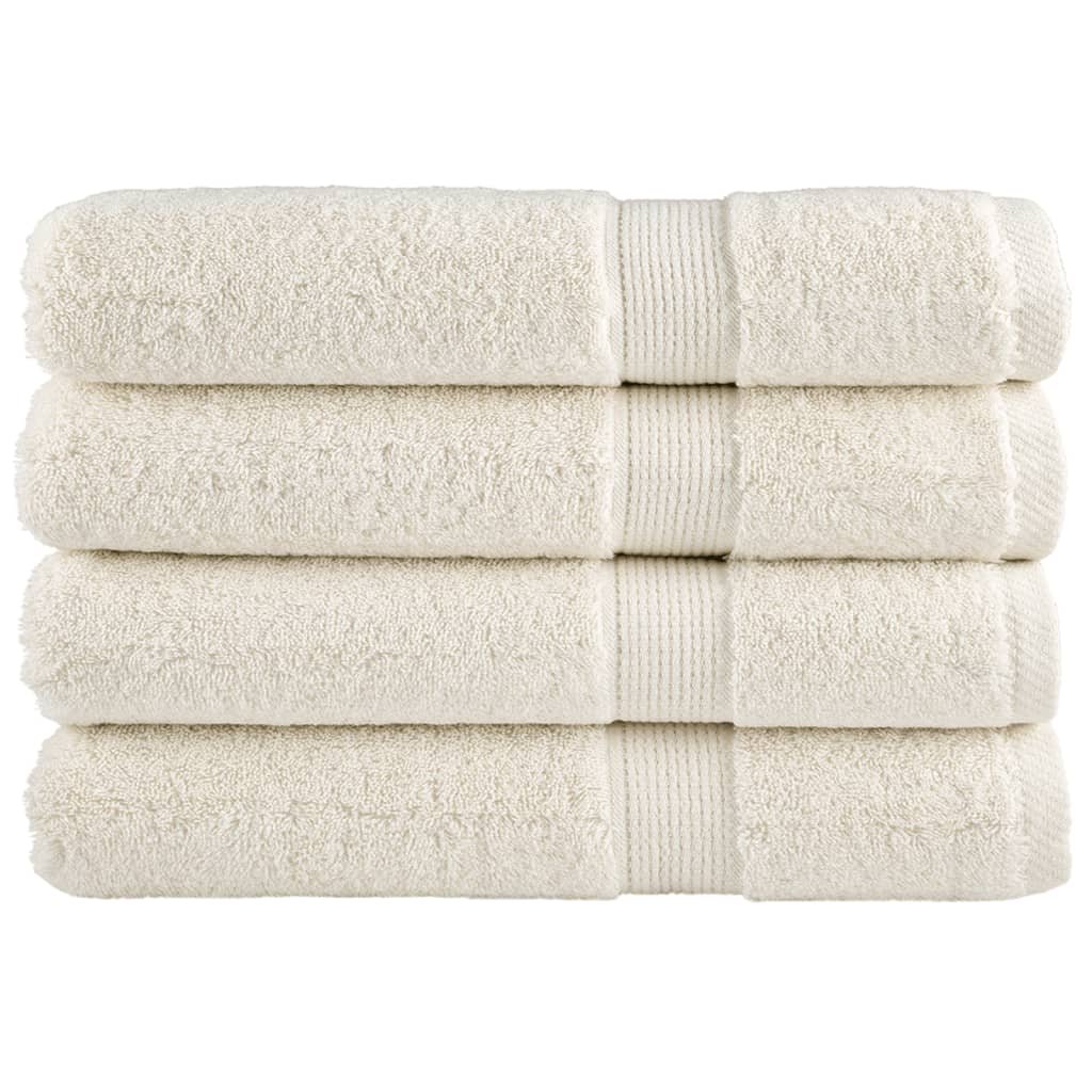 vidaXL Ręczniki premium SOLUND, 4 szt., kremowe, 100x200 cm, 600 g/cm²