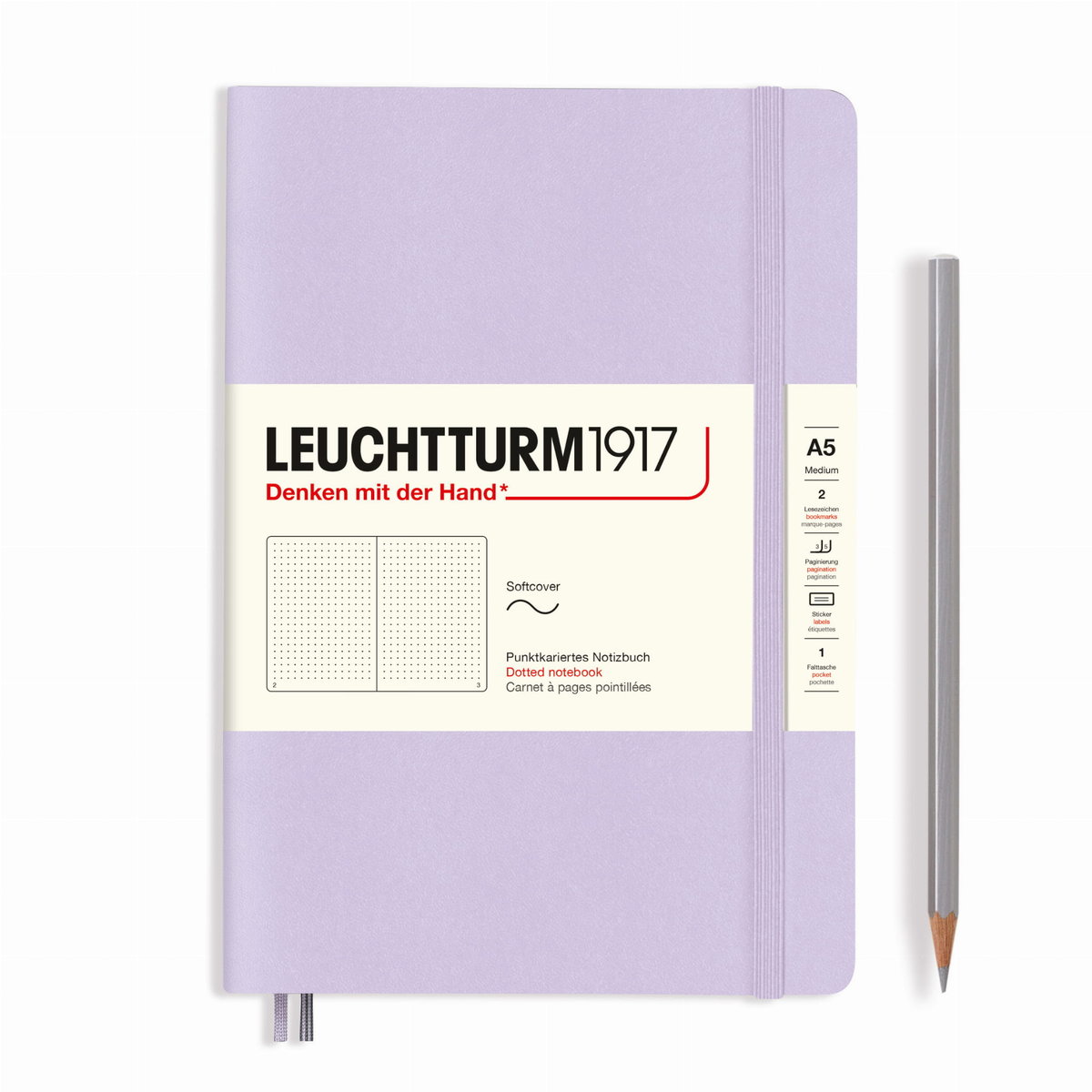 Notatnik Leuchtturm1917 Medium A5, miękka oprawa, kropki, lilac
