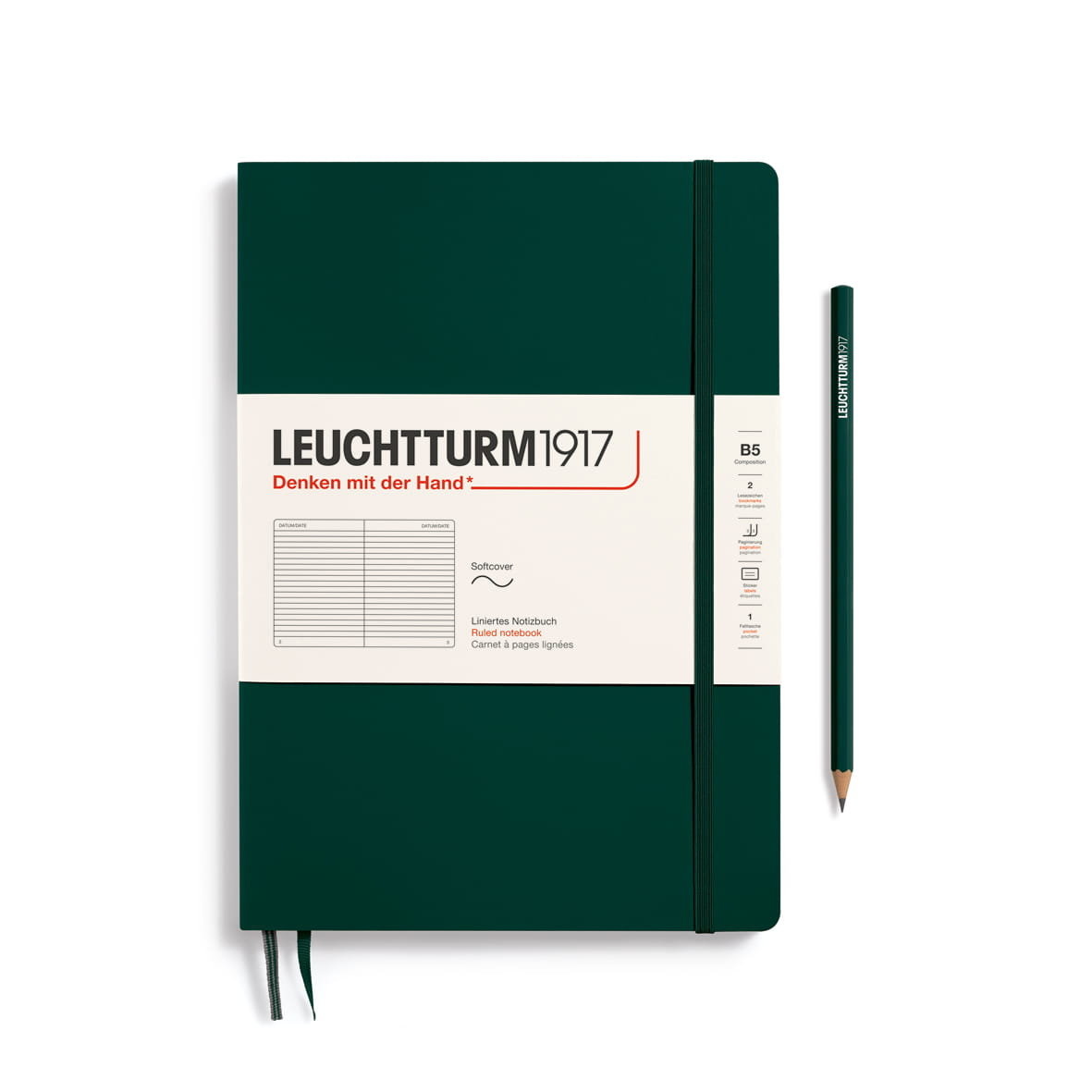 Notatnik Leuchtturm1917 Composition B5, Linie, Forest Green