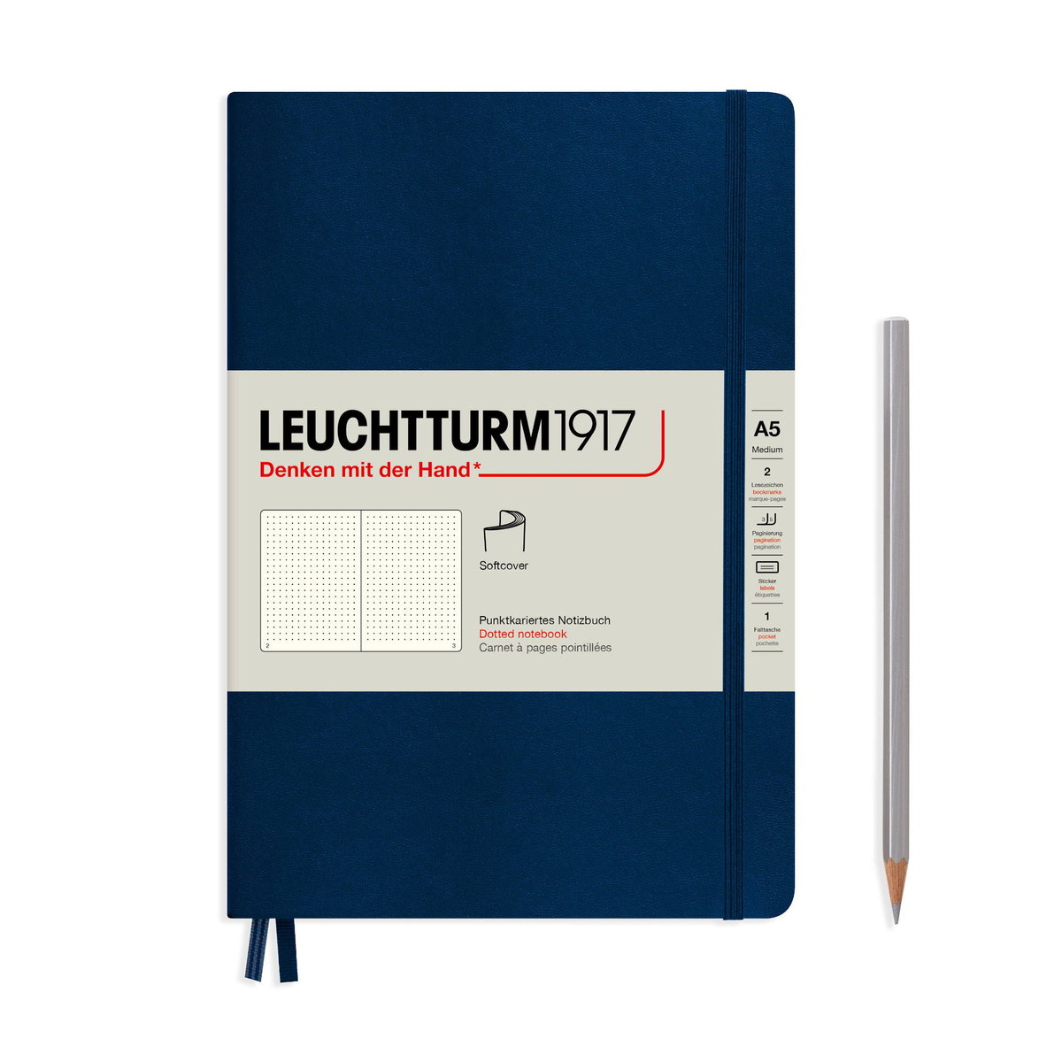 Notatnik Leuchtturm1917 Medium A5, miękka oprawa, kropki, granatowy