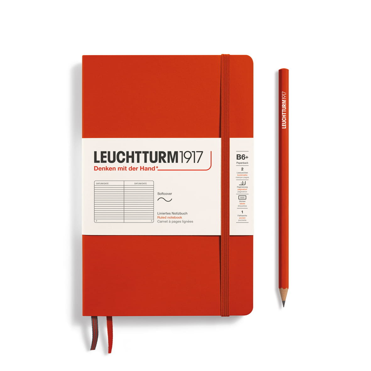 Notatnik Leuchtturm1917 Paperback B6+, Linie, Fox Red