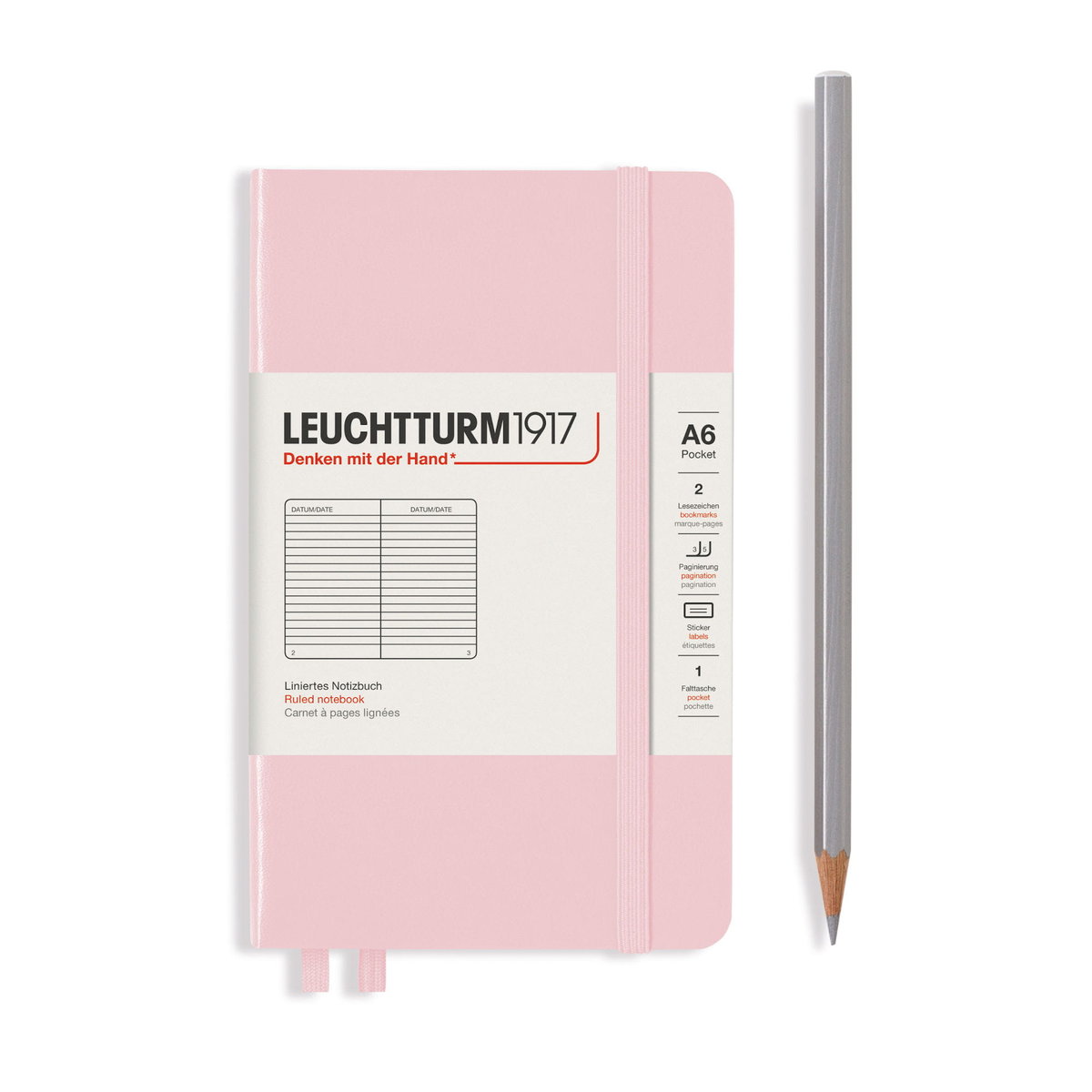 Notatnik Leuchtturm1917 Pocket A6, twarda oprawa, kratka, powder