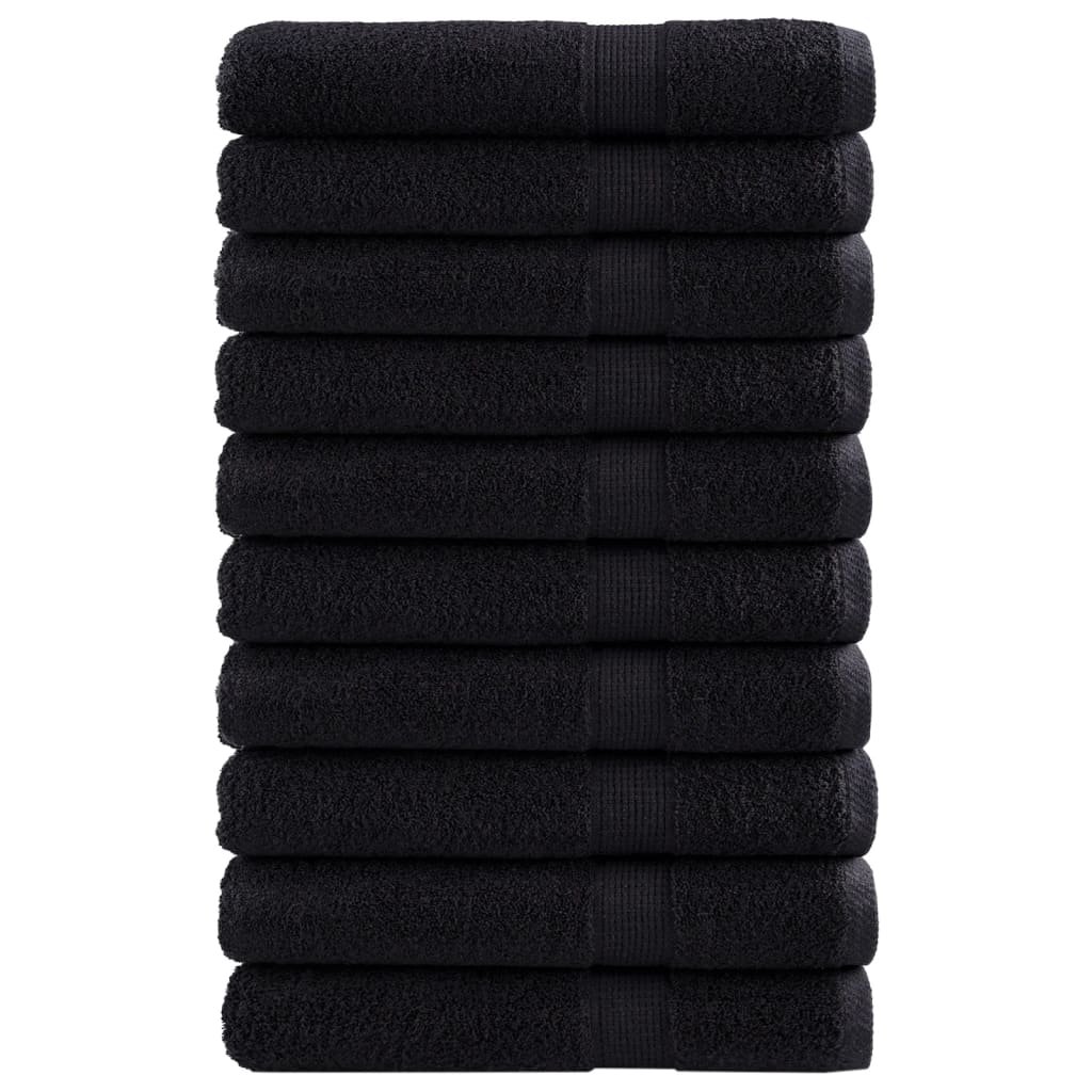vidaXL Ręczniki premium SOLUND, 10 szt., czarne, 100x200 cm, 600 g/cm²