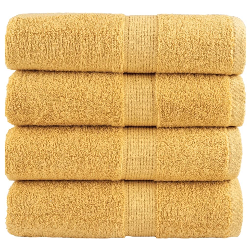 vidaXL Ręczniczki premium SOLUND, 4 szt., złote, 30x50 cm