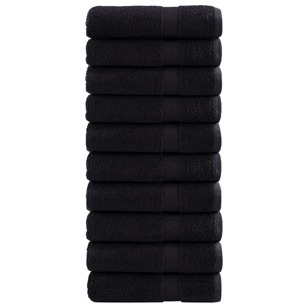 vidaXL Ręczniki premium SOLUND, 10 szt., czarne, 50x100 cm, 600 g/cm²