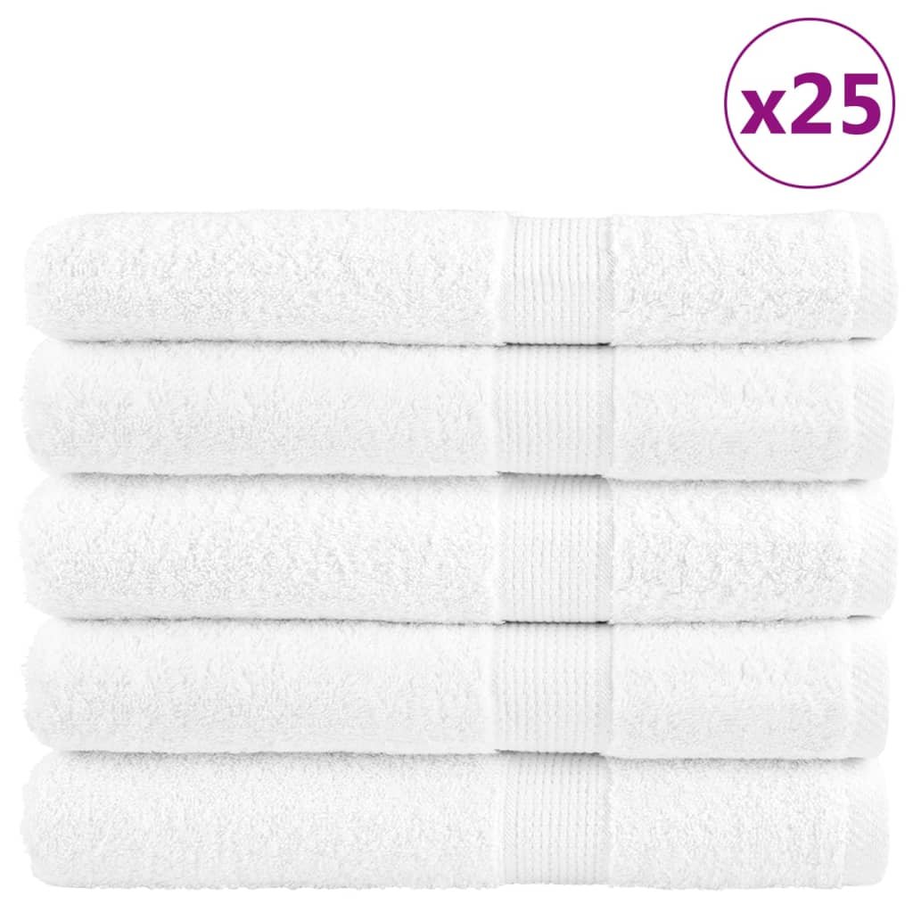 vidaXL Ręczniki premium, 25 szt., białe, 100x200 cm, 600 g/m2, bawełna