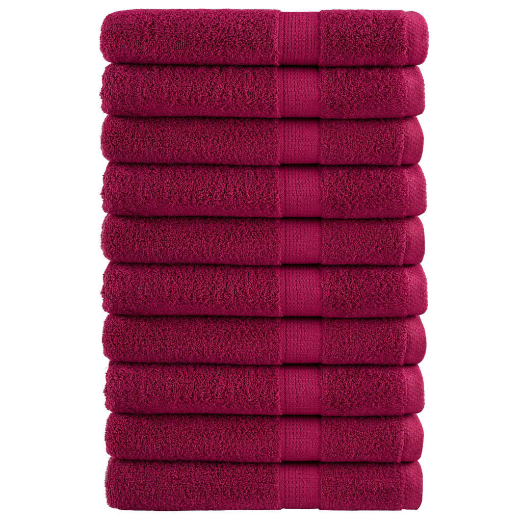 vidaXL Ręczniki premium SOLUND 10 szt., bordowe, 100x200 cm, 600 g/cm²