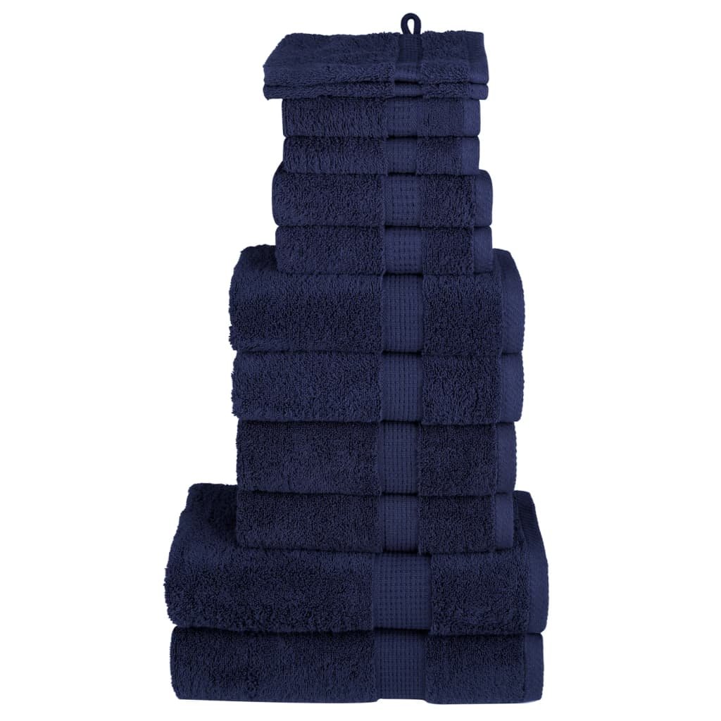 vidaXL 12-cz. zestaw ręczników premium SOLUND, granatowy, 600 g/cm²