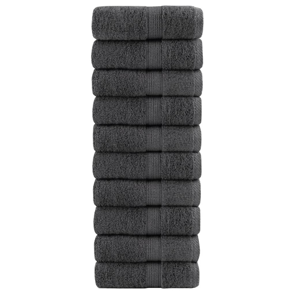 vidaXL Ręczniczki premium, 10 szt., antracyt, 30x30 cm, bawełna 100%