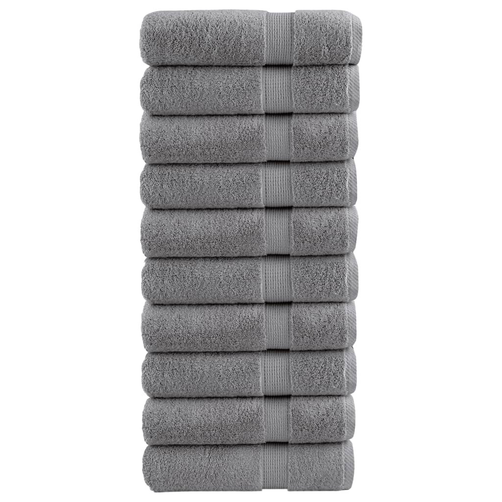 vidaXL Ręczniki premium SOLUND, 10 szt., szare, 50x100 cm