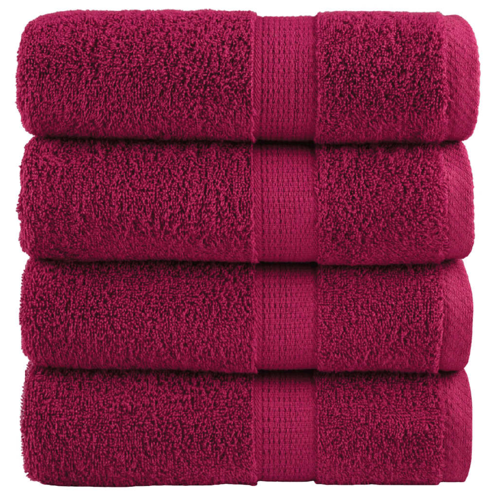vidaXL Ręczniczki premium SOLUND, 4 szt., bordowe, 30x50 cm, 600 g/cm²
