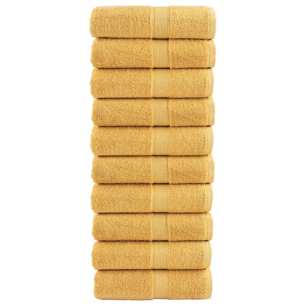 vidaXL Ręczniczki premium SOLUND, 10 szt., złote, 30x50 cm