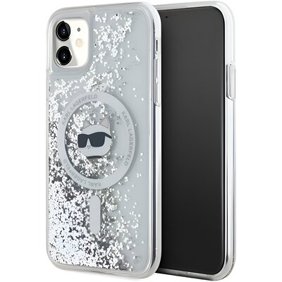 Karl Lagerfeld Liquid Glitter Choupette Head MagSafe - Etui iPhone 11 (przezroczysty)